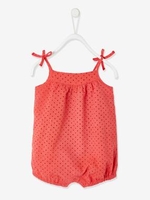 Playsuit in Lined Broderie Anglaise for Baby Girls pink medium solid