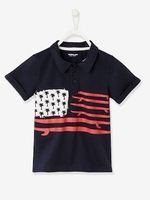 Polo Shirt for Boys,  Printed Motif blue dark solid with design