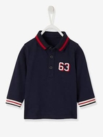 Polo Shirt in Soft Jersey Knit,  for Baby Boys blue dark solid with design