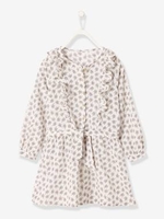 Printed Dress with Ruffles,  for Girls white light all over printed
