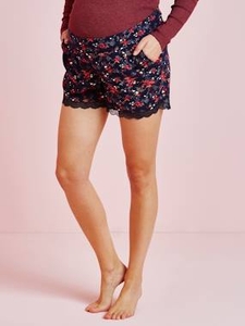 Printed Maternity Loungewear Shorts blue dark all over printed