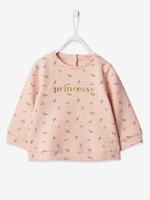 Printed Sweatshirt with Embroidered Message for Baby Girls blue dark all over printed