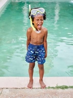 Printed Swim Shorts for Boys blue dark all over printed
