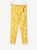 Printed Trousers with Crossover Sash to Tie,  for Girls yellow dark all over printed