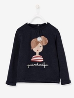 Printed Tulle Sweatshirt for Girls blue dark solid with design