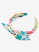 Ribbon-Type Alice Band with Tropical Print for Girls blue light all over printed