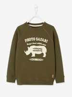 Safari Sweatshirt for Boys green dark solid with design