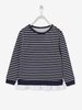 Sailor-like Sweatshirt with Broderie Anglaise Ruffle,  for Girls dark blue stripes
