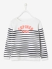 Sailor-Style Jumper with Iridescent Details for Girls blue dark striped