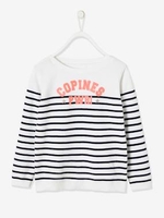 Sailor-Style Jumper with Iridescent Details for Girls blue dark striped