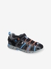 Sandals for Boys black dark solid with design