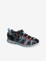 Sandals for Boys black dark solid with design