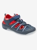 Sandals for Boys black dark solid with design