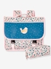 Satchel & Matching Pencil Case for Girls,  Floral Motifs pink light solid
