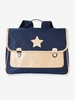 Satchel for Girls with Glittery Star Motif blue dark solid