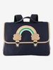 Satchel with Rainbow Motif,  Iridescent Cloud Patches for Girls blue dark solid with design