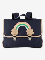 Satchel with Rainbow Motif,  Iridescent Cloud Patches for Girls blue dark solid with design