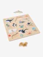 Sea Ice Puzzle blue dark solid with design