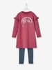 Sequinned dress + Leggings Outfit for Girls pink medium solid with desig