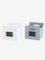 Set of 2 Sirius Storage Boxes white light solid with design