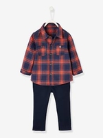 Shirt + Twill Trouser Outfit,  for Baby Boys blue dark checks