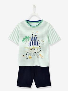 Short Pyjamas for Boys green medium striped