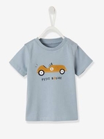 Short-sleeved T-shirt for Baby Boys blue medium solid with design