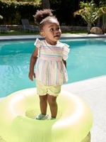 Shorts + T-Shirt Ensemble for Baby Girls white light striped