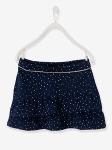 Skirt with Asymmetric Frills,  for Girls blue dark all over printed