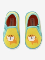 Slippers with Zip for Boys yellow dark solid with design