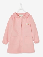 Smock with Rainbow Motif in Iridescent Details for Girls pink medium solid with desig