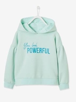 Sports Sweatshirt with Hood,  Textured Fleece,  for Girls green light solid with design