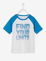 Sports T-Shirt for Boys,  Inscription in Relief blue dark solid with design