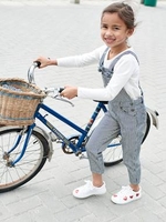Striped Dungarees for Girls blue medium striped