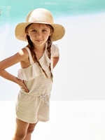 Striped Jumpsuit with Asymmetric Ruffle,  for Girls white light striped