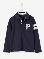 Striped Polo Shirt in Piqué Knit,  for Boys blue dark solid with design