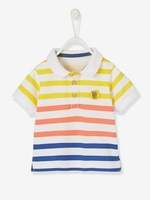 Striped Short-Sleeved Polo Shirt for Baby Boys white light striped