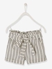 Striped Shorts with Tie Belt,  for Girls white light striped