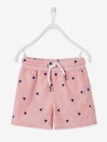Striped Swim Shorts,  Palm Trees Motif,  for Boys red bright all over printed