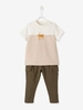 Striped T-Shirt + Fleece Trouser Combo for Babies white