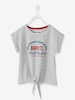 Striped T-Shirt with Iridescent Details & Fancy Bow,  for Girls blue dark striped