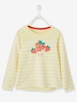 Striped Top,  with Fruit in Relief,  for Girls white light striped