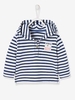 Striped Top with Hood for Baby Boys blue dark striped