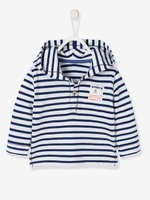 Striped Top with Hood for Baby Boys blue dark striped