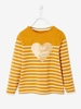 Striped Top with Iridescent Motif for Girls blue dark striped