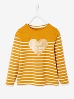 Striped Top with Iridescent Motif for Girls blue dark striped