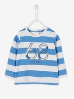 Striped Top with Number 68,  for Baby Boys blue medium striped