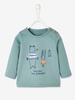 Stylish Top for Baby Boys green medium solid with desig