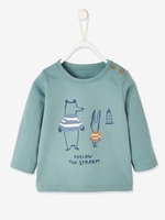 Stylish Top for Baby Boys green medium solid with desig