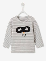 Stylish Top for Baby Boys grey medium striped